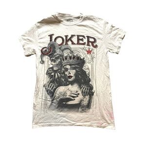 DOM‎ Shirt Adult Small White Joker Jester Sugar Skull Queen Gangster Grunge Mens